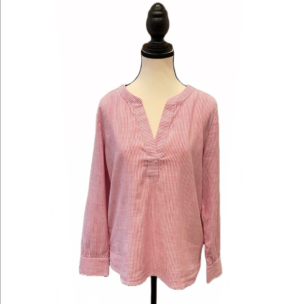 Vineyard Vines V-Neck Linen Long Sleeve Top SzS